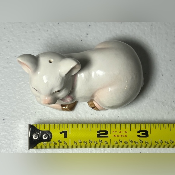VTG Takakashi Pigs Salt & Pepper Shakers Pink Bow Farmhouse Cottage Core Japan - Picture 10 of 13
